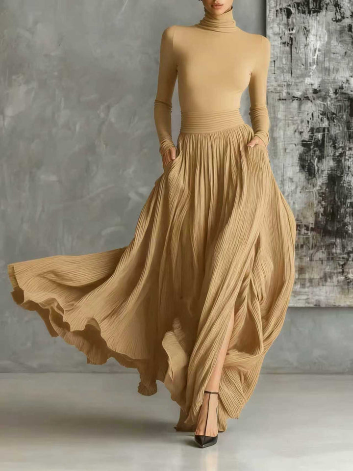 Keziah - Elegante Vestido Largo Plisado