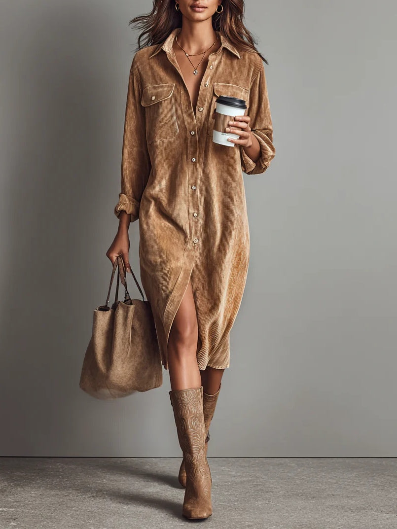 Zilke - Vestido Camisero Con Bolsillos Delanteros
