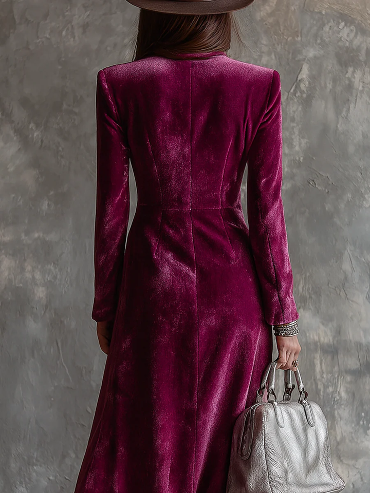 Kaija - Vestido Largo Tipo Blazer De Terciopelo