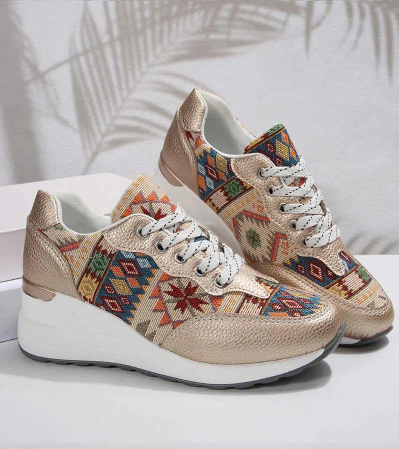 Znaya - Zapatillas Boho Con Cordones Geométricos
