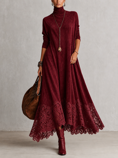 Albria - Vestido Largo de Manga Larga con Estilo Vintage