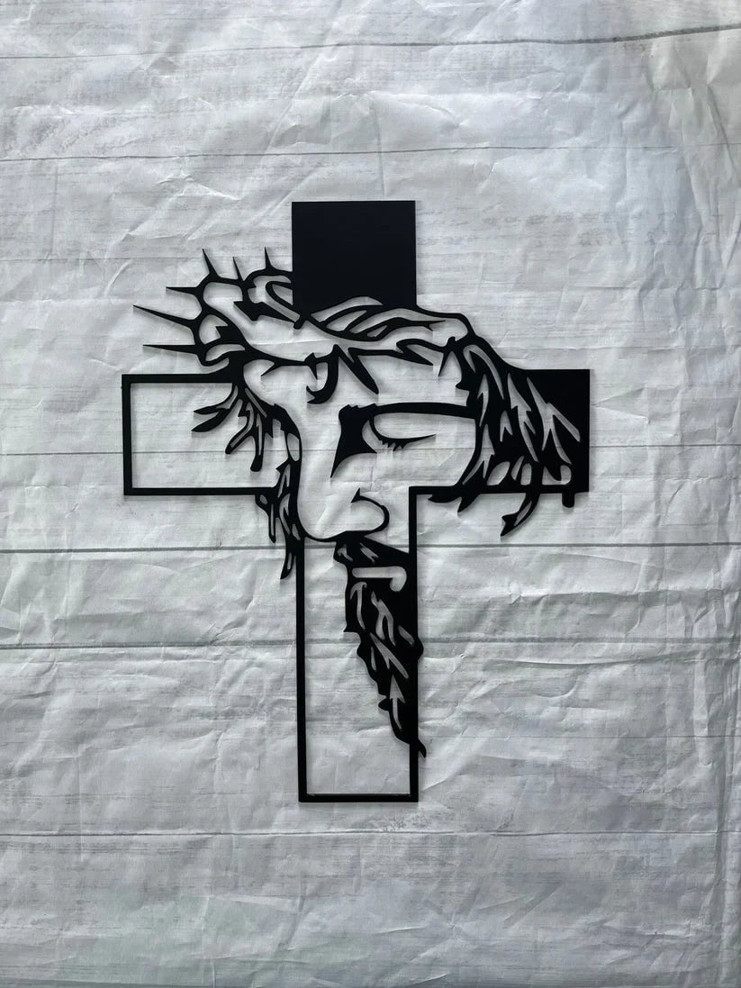 ChristCraft - Letrero Metálico con la cruz de Jesús Decoración de Pared con Cristo