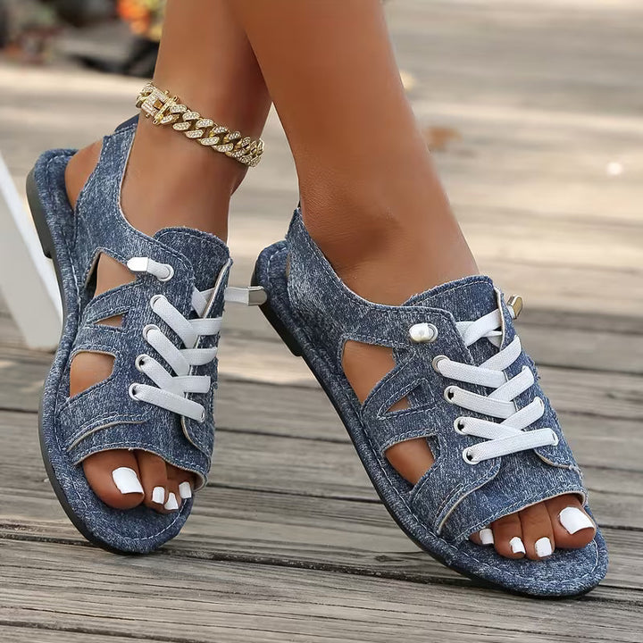 Samyn - Sandalias Planas de Estilo Bohemio