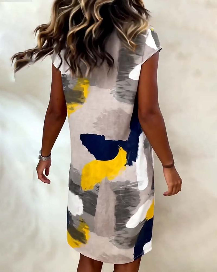Addie - Vestido de Cuello Redondo con Estampado Tie-dye