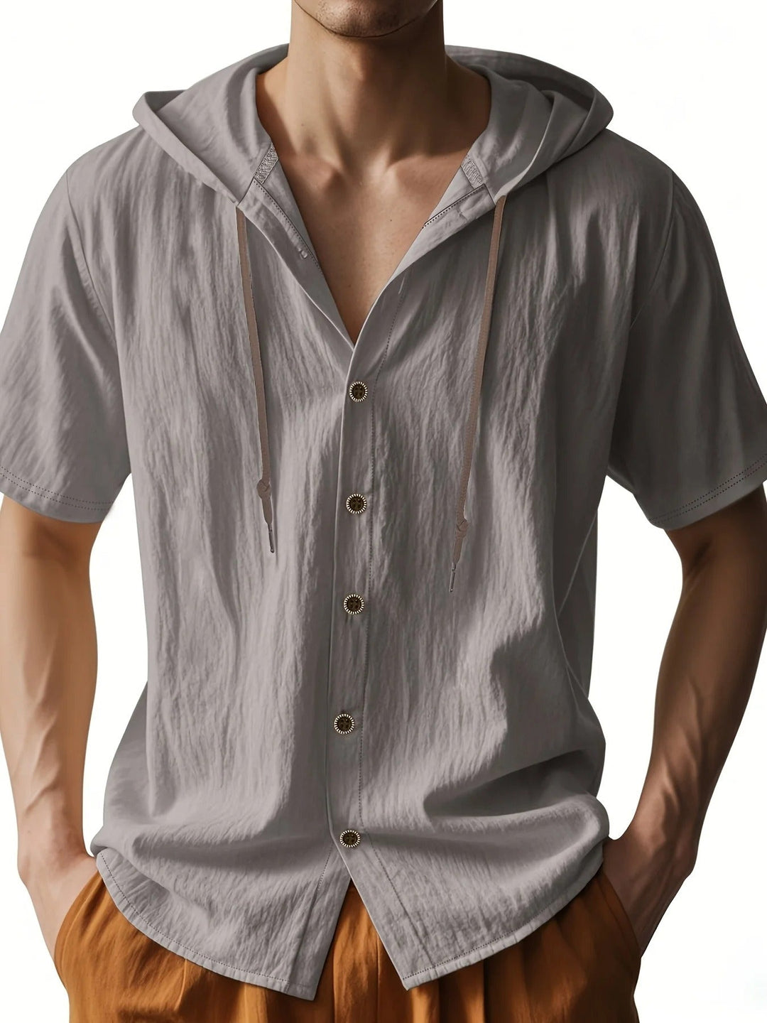 Chadwick - Camisetas Ligeras De Manga Corta Con Capucha Y Tejido De Lino