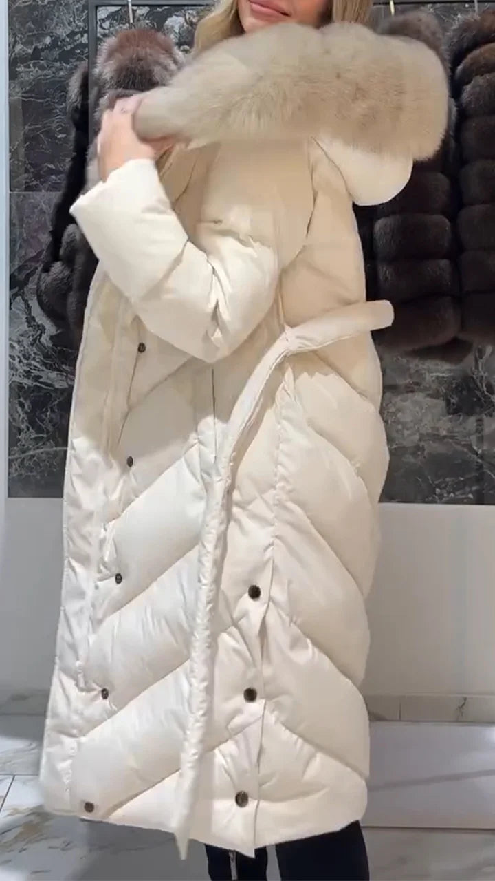 Nastasya - Abrigo Informal De Algodón Con Cuello De Piel