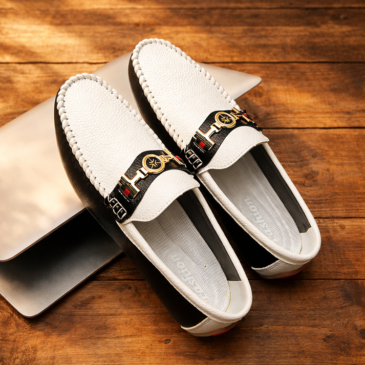 Stewart - Mocasines Modernos de Piel en Dos Tonos