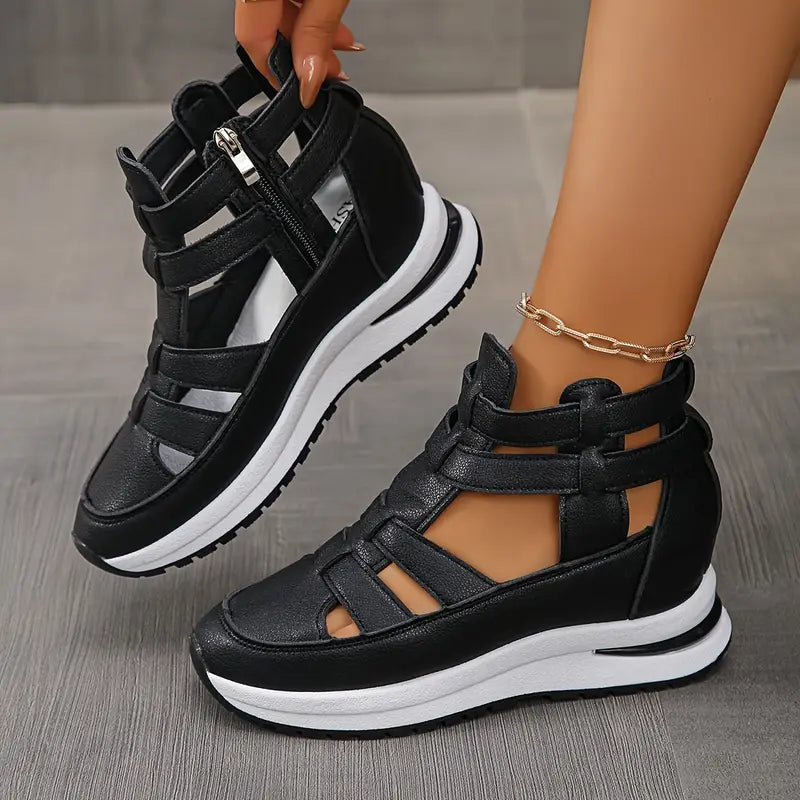 Souad - Sandalias De Cuña Elegantes Ligeras Con Cremallera Lateral