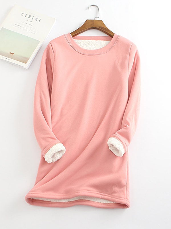 Bessie - Sudadera Casual Cuello Redondo Algodón Sólido