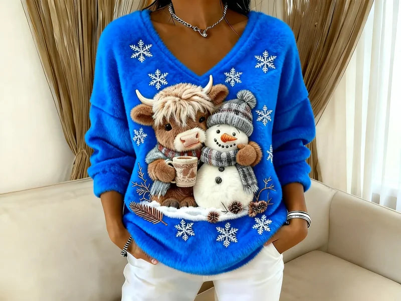 Malin - Jersey De Manga Larga Con Cuello En V Estampado