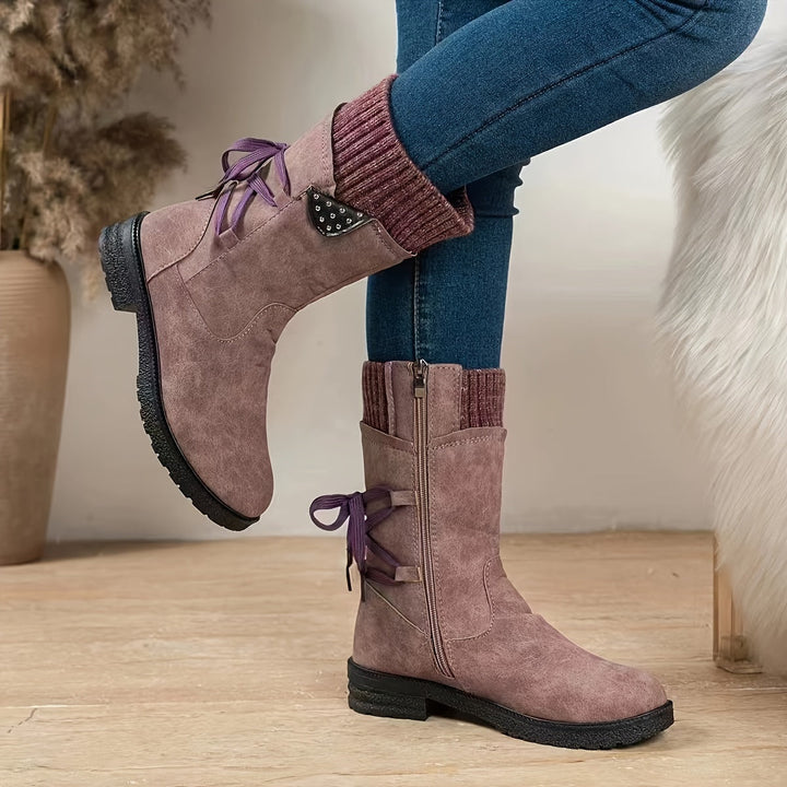 Willemjn - Botines Con Cordones y Puños de Punto