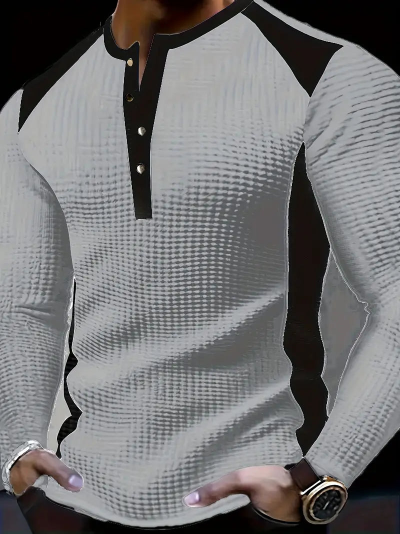 Kyran - Camisa Henley De Manga Larga Con Diseño De Gofre