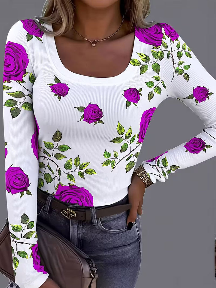 Rabiye - Top Con Estampado Floral Y Cuello Cuadrado