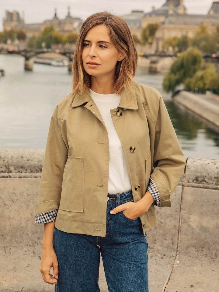 Guiselle - Chaqueta Clásica Con Cuello Y Cierre Frontal De Botones