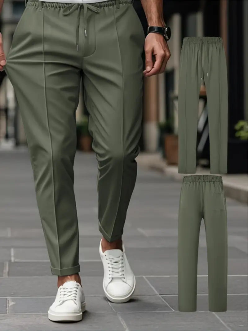 Crawford - Informal Ajuste Entallado Pantalones Con Cintura Elástica