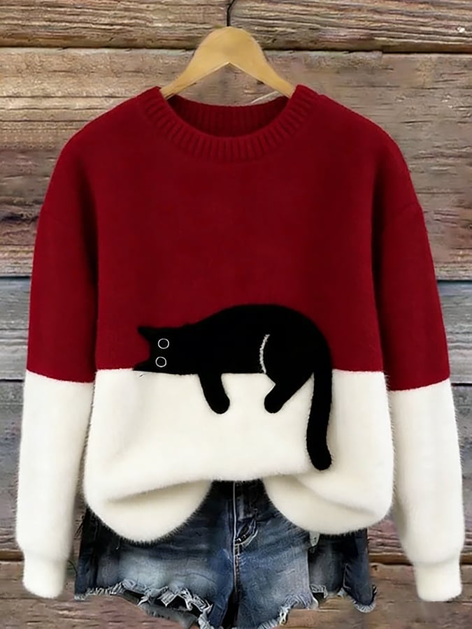 Aiste - Jersey Informal Con Estampado de Gato
