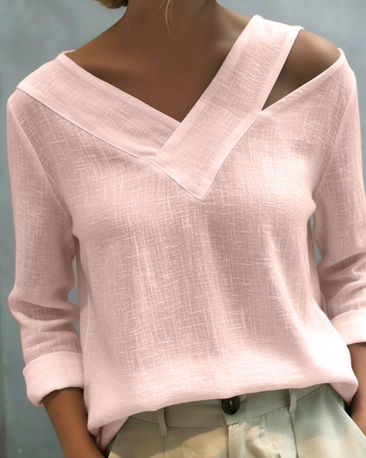 Makeeta - Elegante Top Con Cuello En V y Tirantes
