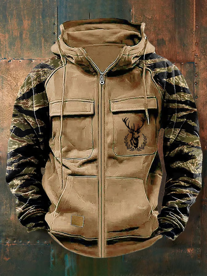 Jernard - Sudadera Con Capucha y Cremallera Con Múltiples Bolsillos