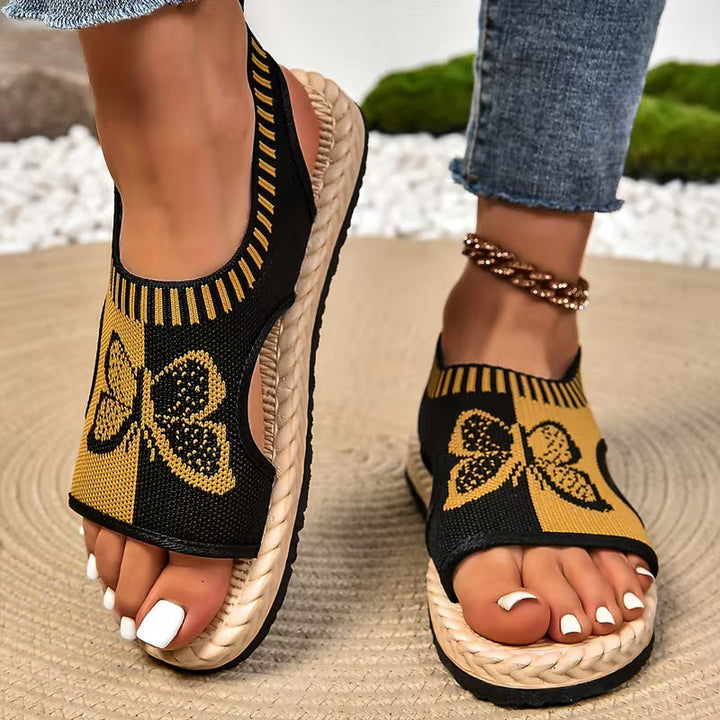 khulood - Cómodas Sandalias Planas Con Estampado De Mariposas