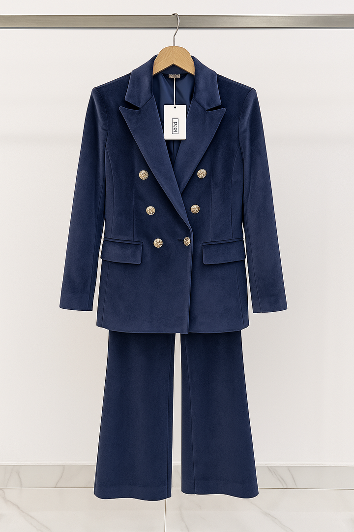 Dimitra - Conjunto De Blazer Cruzado De Terciopelo