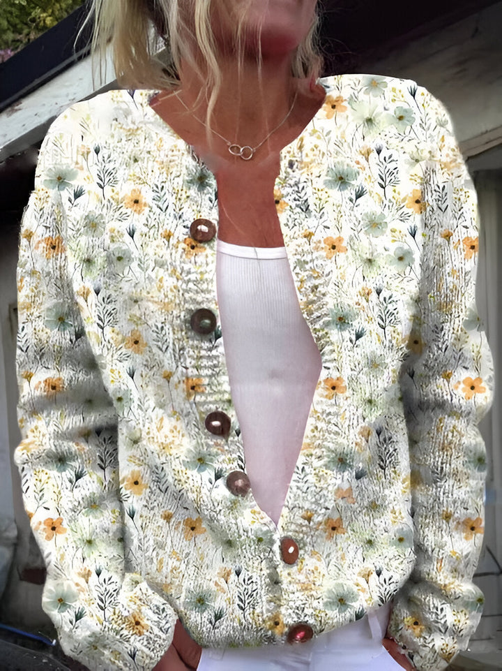 Alvimia - Elegante Cárdigan De Punto Floral