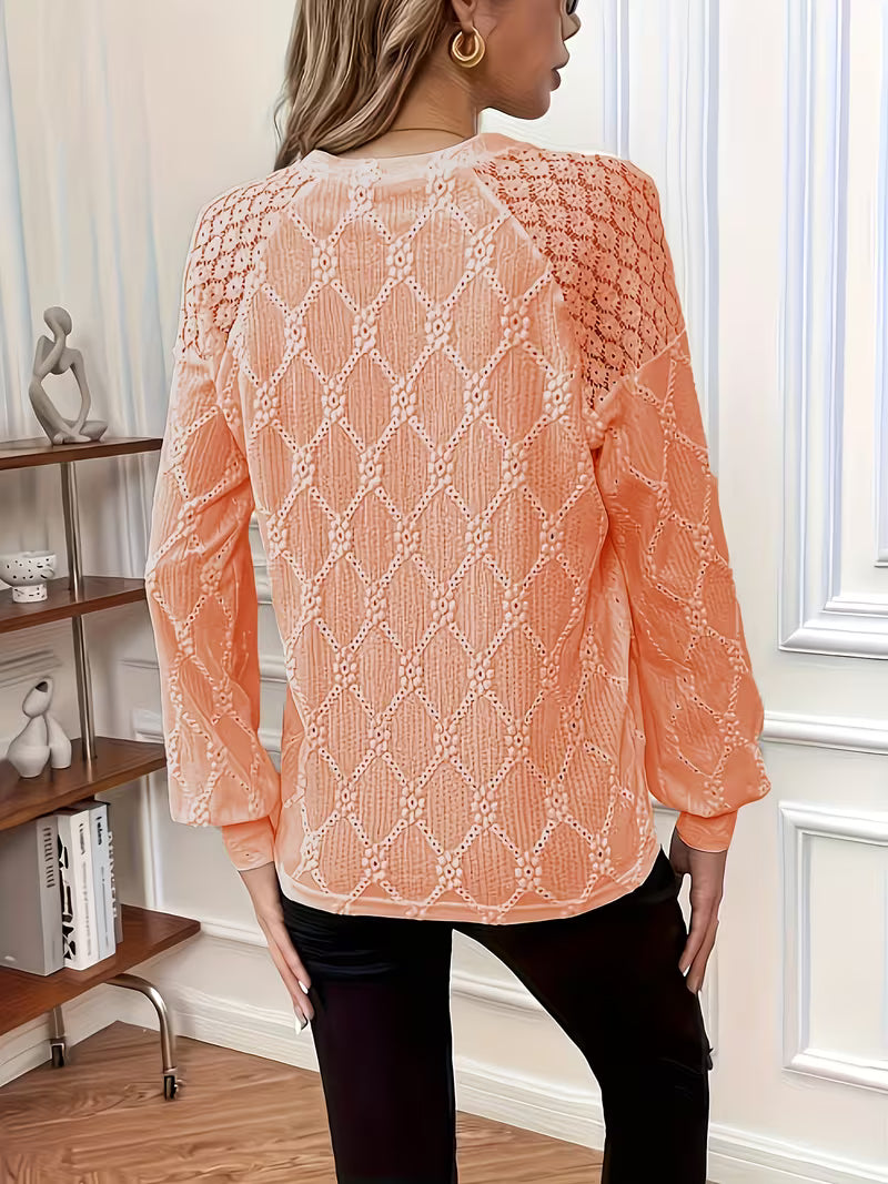 Meena - Blusa con Cuello Redondo y Diseño Cruzado