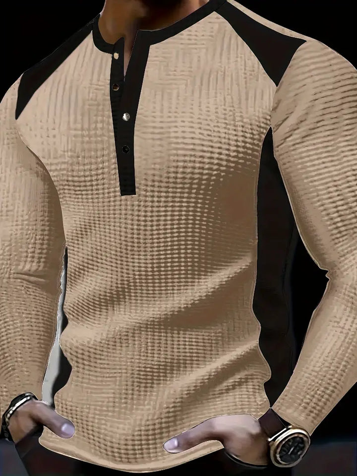 Kyran - Camisa Henley De Manga Larga Con Diseño De Gofre