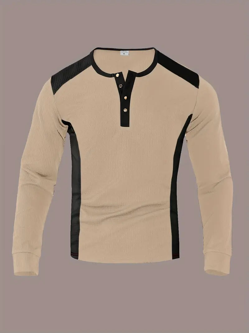 Kyran - Camisa Henley De Manga Larga Con Diseño De Gofre