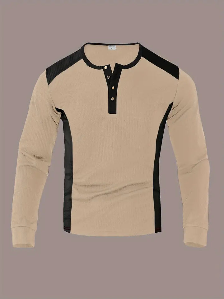 Kyran - Camisa Henley De Manga Larga Con Diseño De Gofre