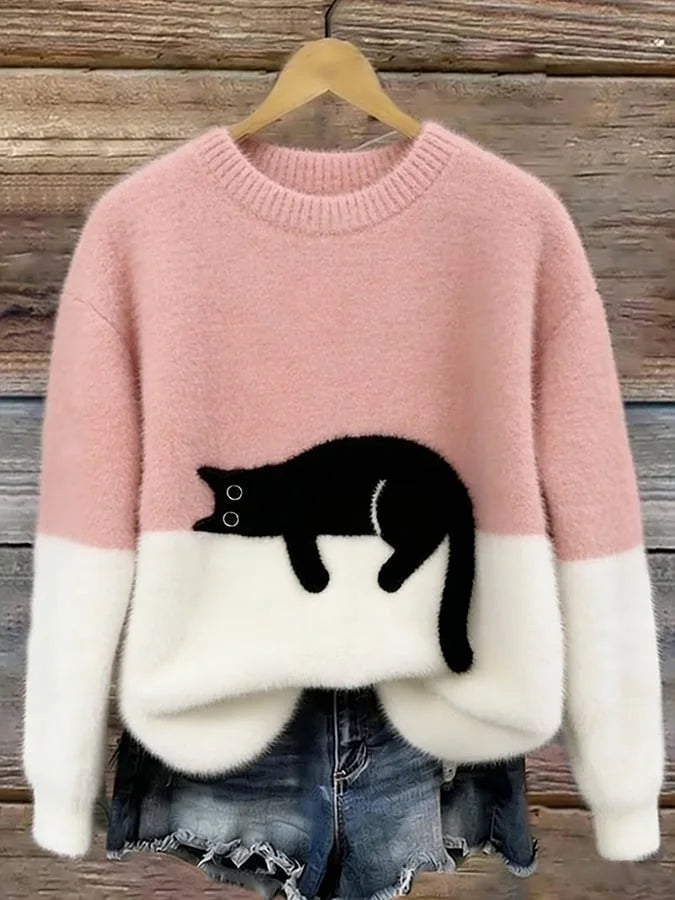 Zaidia – Cálido jersey De Punto Con Un Bonito Gato