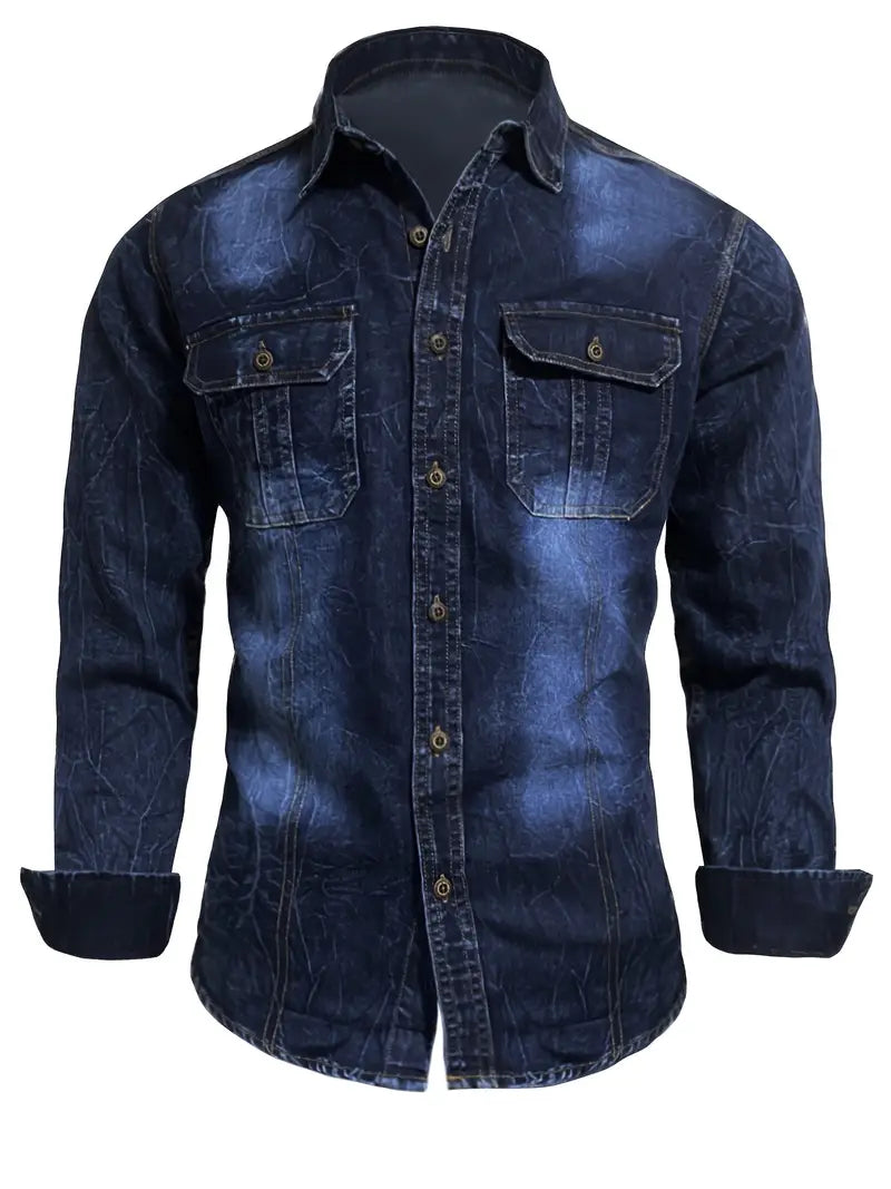 Angelo - Camisa Vaquera Con Bolsillos Delanteros Con Botones