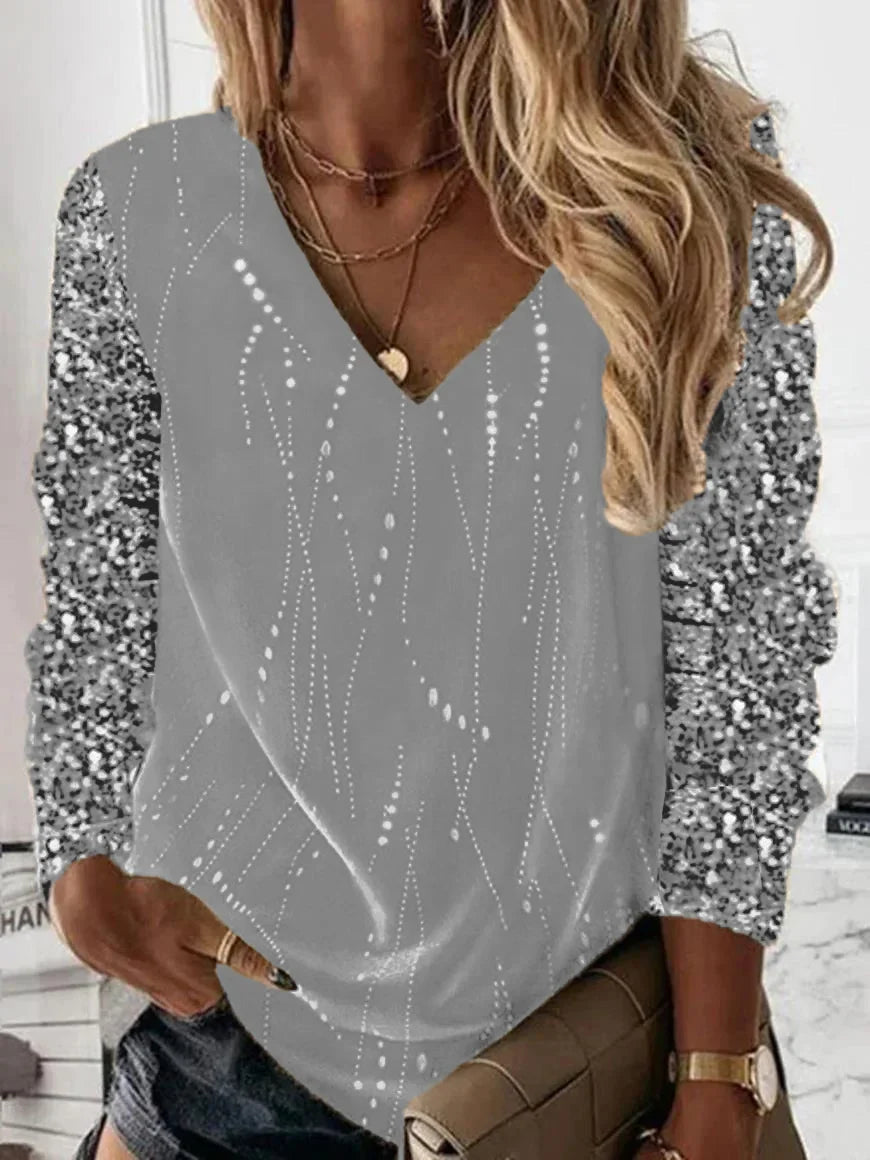 Talitha - Camisa De Manga Larga Con Cuello De Pico