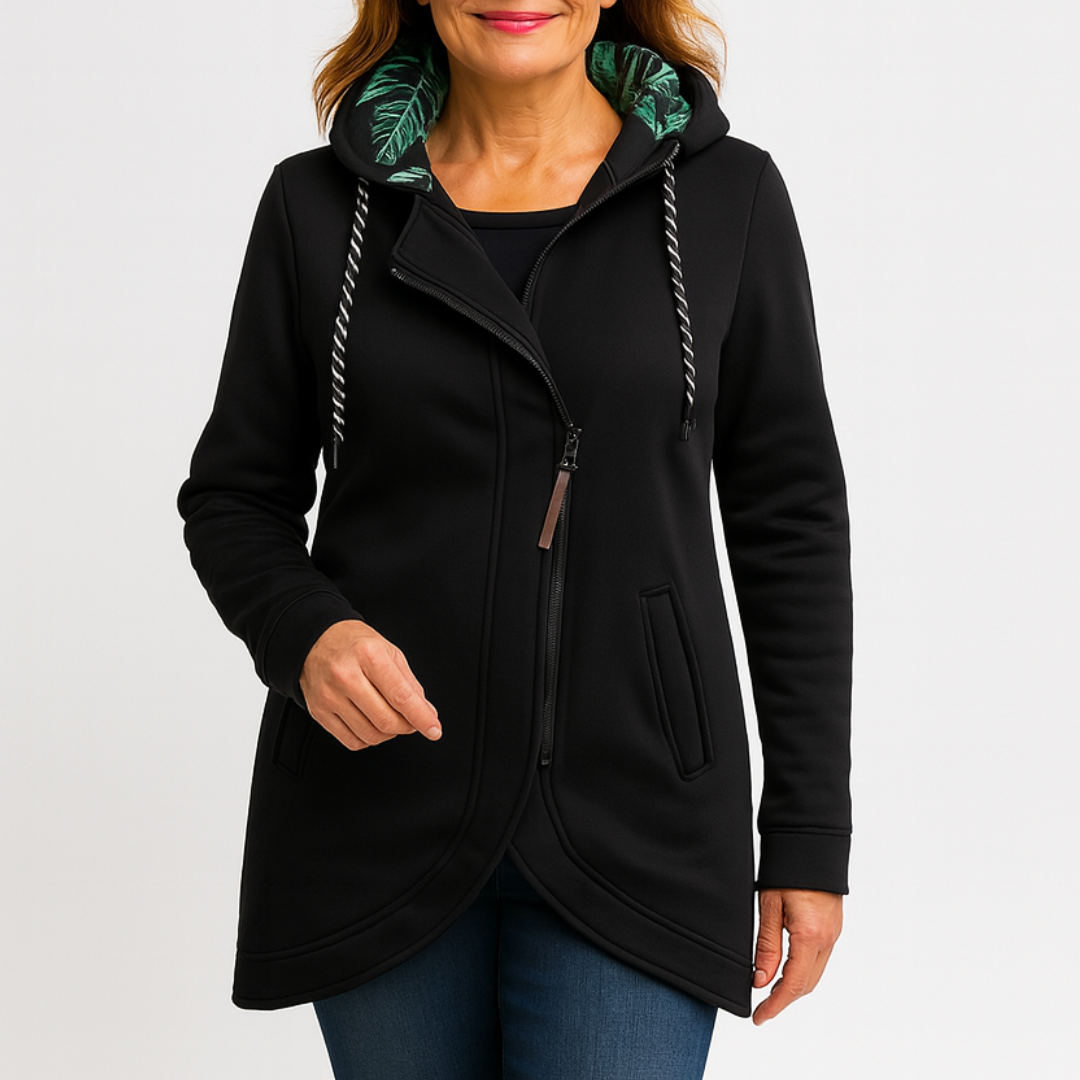 Kristanna - Abrigo De Invierno Con Cremallera Asimétrica