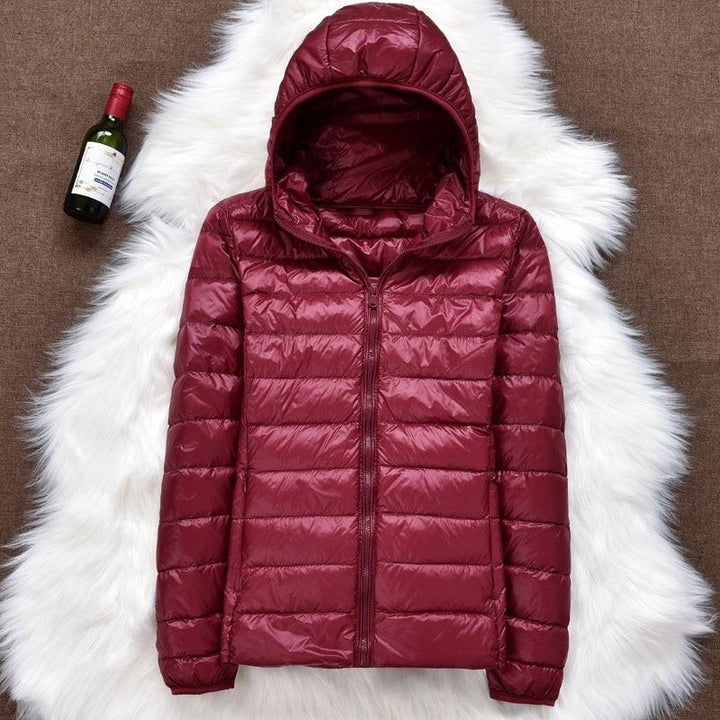 Manuela - Chaqueta Impermeable Con Plumas de Pato Blancas