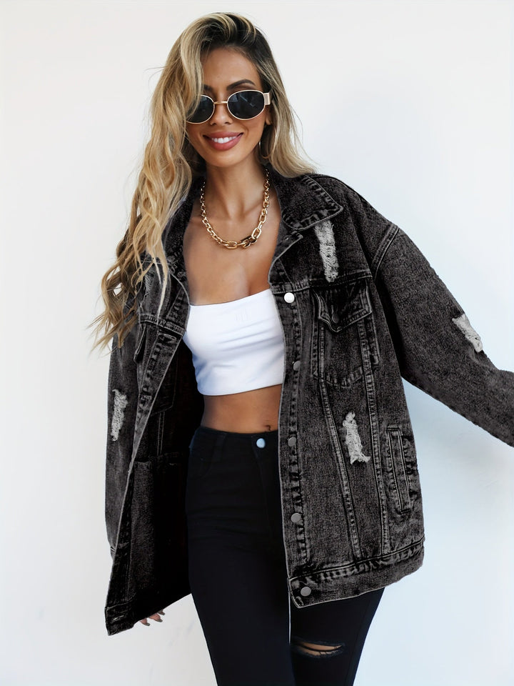 Keazjah - Chaqueta Vaquera De Corte Ancho