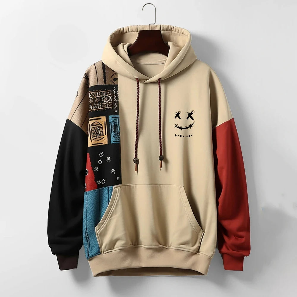 Geffrey - Cómoda Sudadera con Capucha de Manga Larga y Contraste