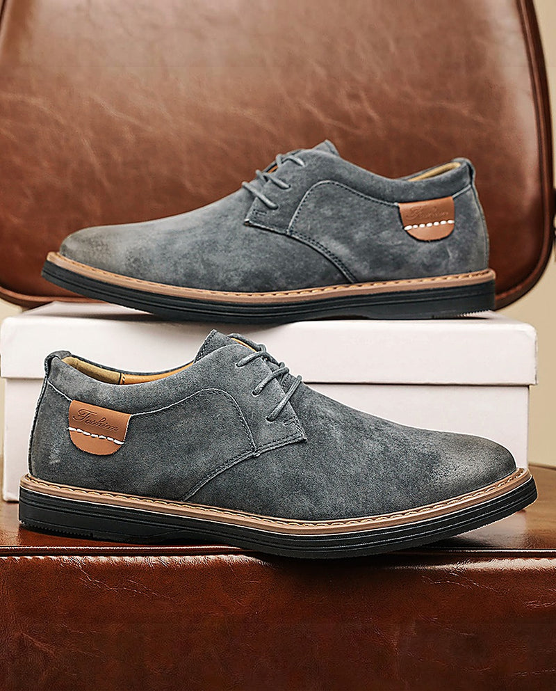 Erling - Zapatos De Ante Con Cordones Y Costuras en Contraste