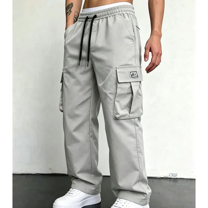 Nesham - Pantalones Cargo Con Cordón en la Cintura y Bolsillos