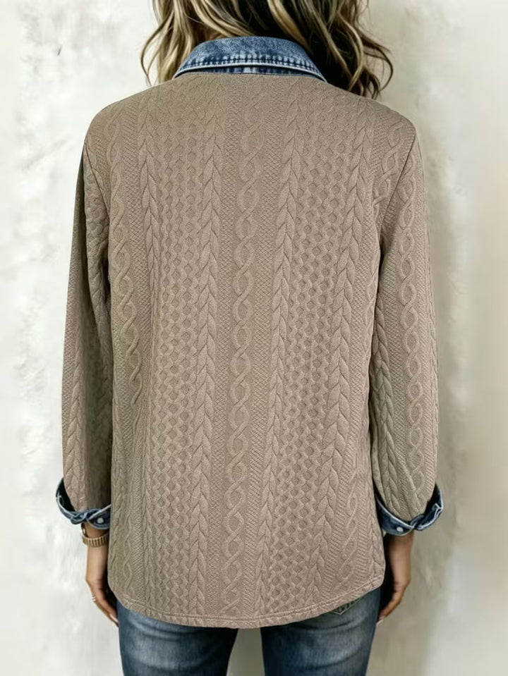 Leoora - Camisa De Manga Larga Con Bolsillos De Parche