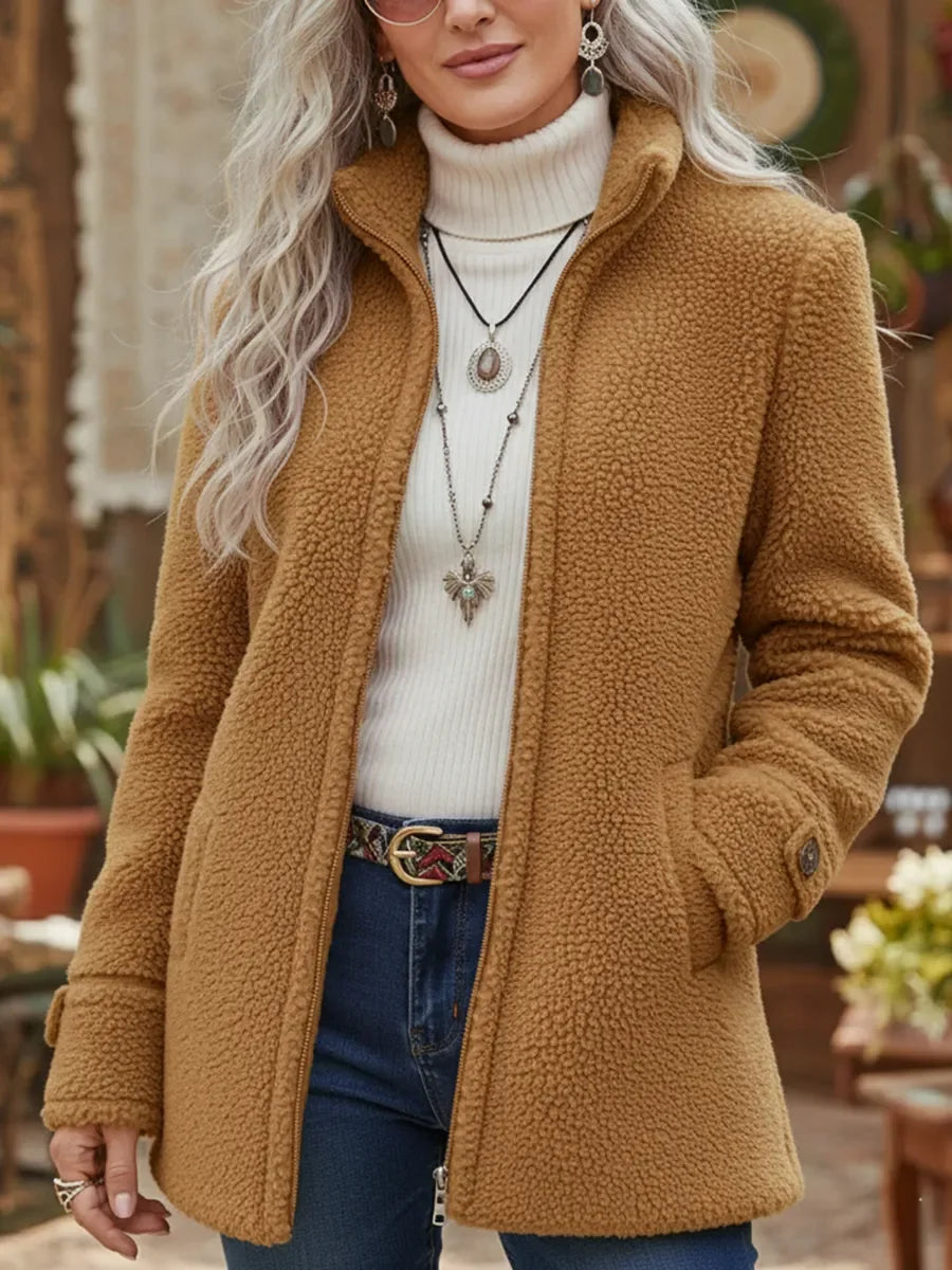 Mamie - Chaqueta Suave de Longitud media con Cremallera