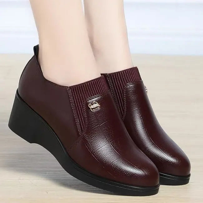 Cyntia - Zapatos Ortopédicos De Cuña De Piel