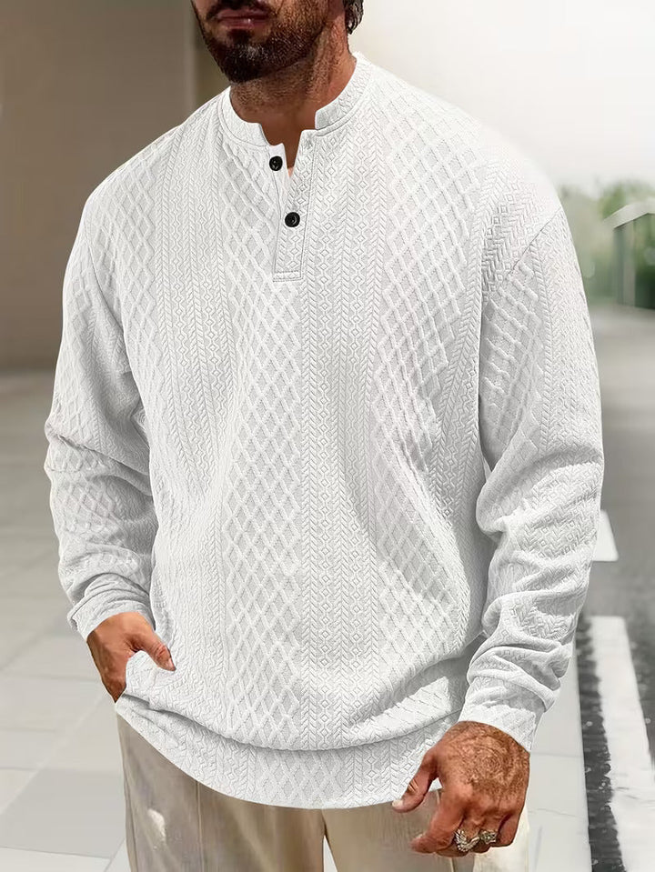 Mathew – Jersey Henley De Manga Larga Con Diseño Geométrico De Punto