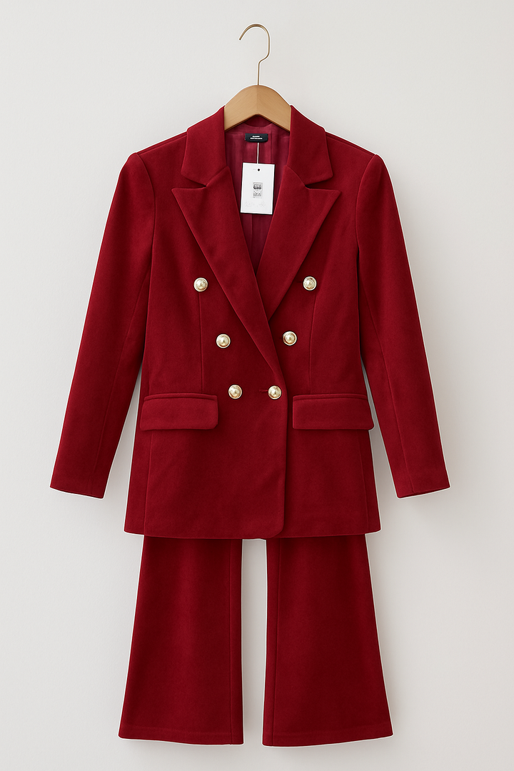 Dimitra - Conjunto De Blazer Cruzado De Terciopelo