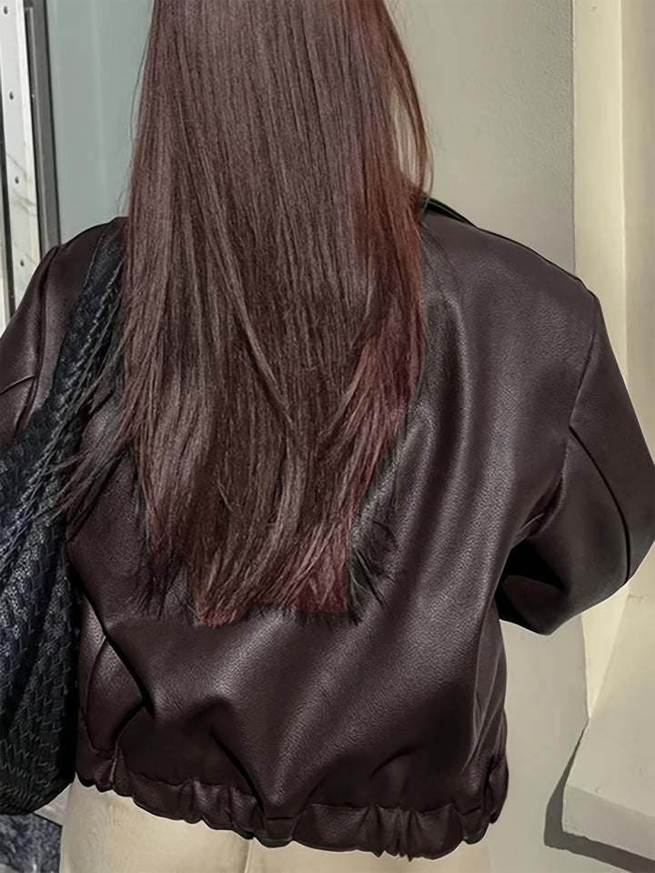 Thida - Chaqueta Con Cremallera De Cuero Sintético