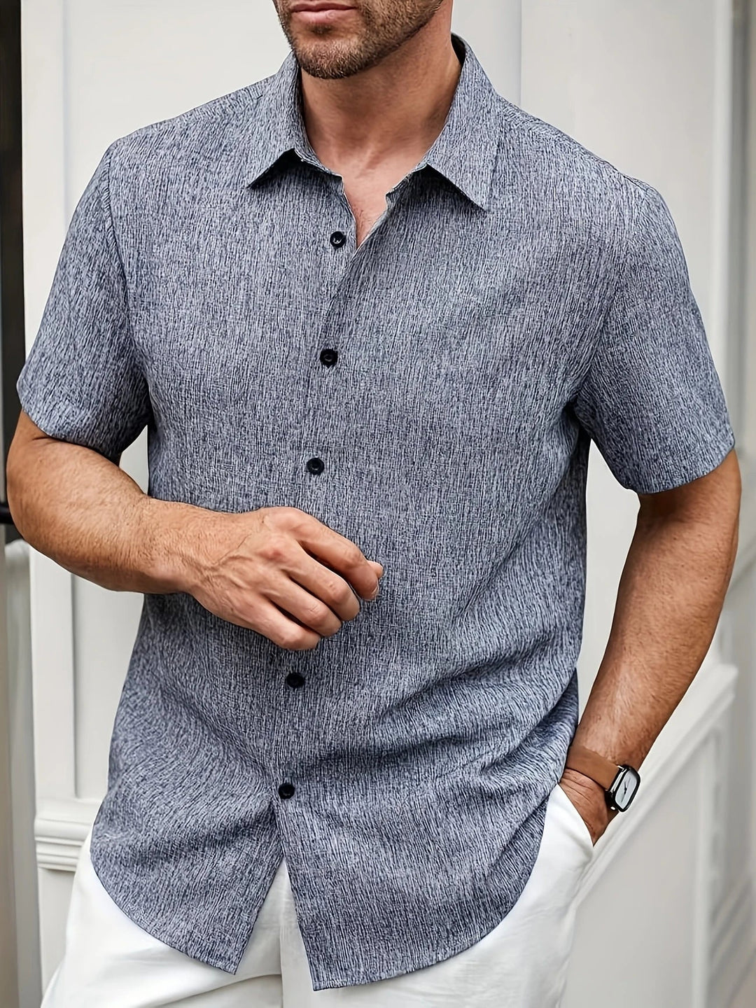 Dwight - Camisa De Manga Corta Ligera De Mezcla De Lino