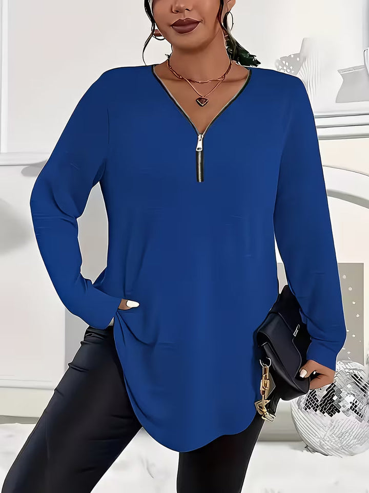 Liorah - Elegante Camisa de Manga Larga Con Cremallera