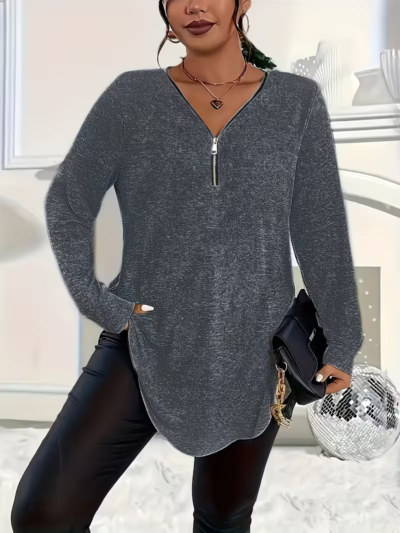 Liorah - Elegante Camisa de Manga Larga Con Cremallera