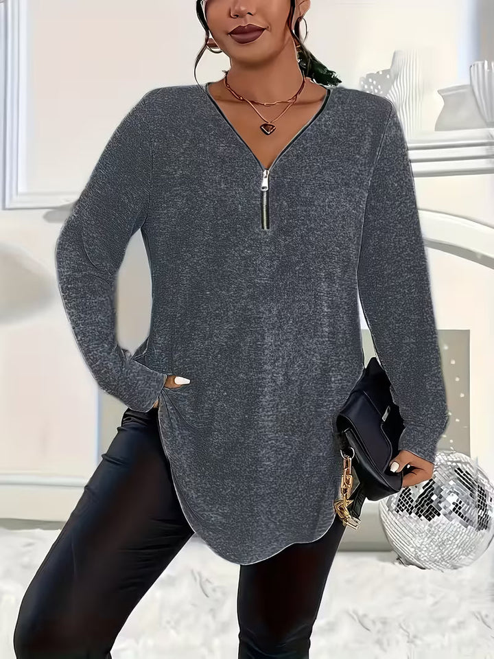 Liorah - Elegante Camisa de Manga Larga Con Cremallera
