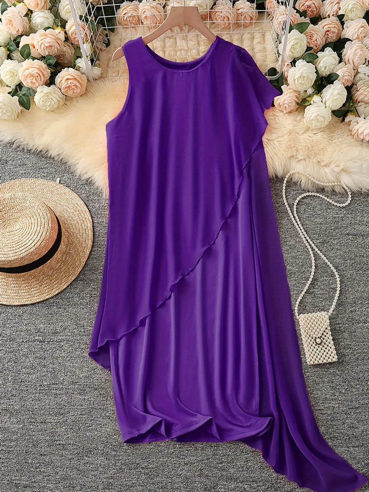 Maren - Elegante Vestido Midi Con Mangas Sin Mangas