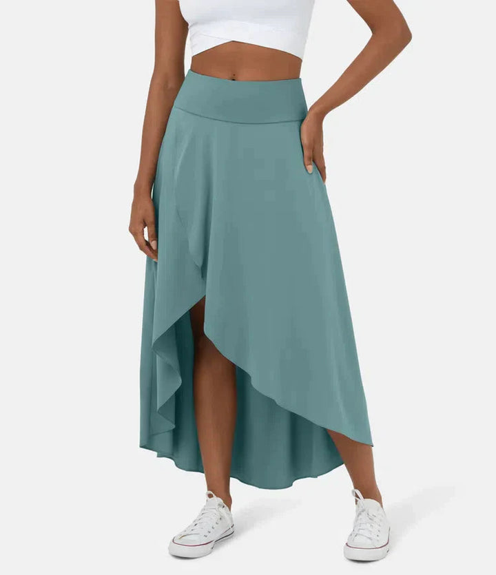 Keisha - Falda Midi Informal Con Cintura Alta Y Falda Con Volante Profundo